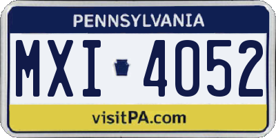 PA license plate MXI4052