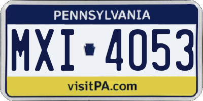 PA license plate MXI4053