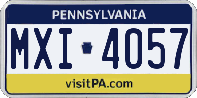 PA license plate MXI4057