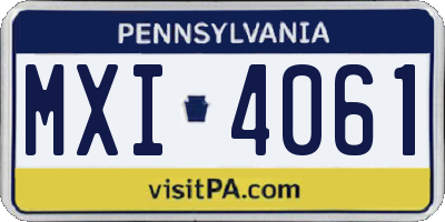 PA license plate MXI4061