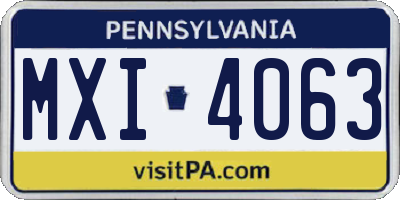 PA license plate MXI4063
