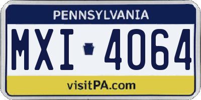 PA license plate MXI4064