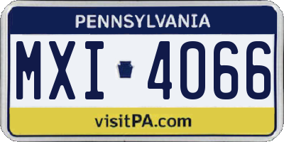 PA license plate MXI4066