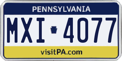 PA license plate MXI4077