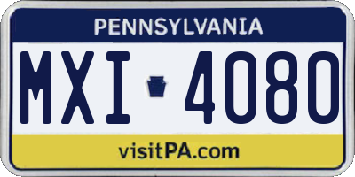 PA license plate MXI4080