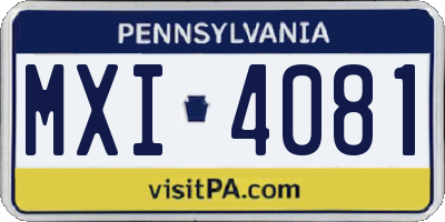 PA license plate MXI4081