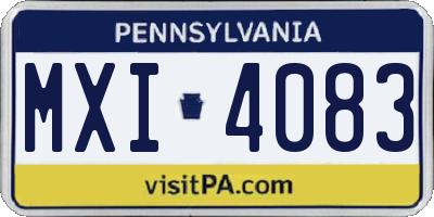 PA license plate MXI4083