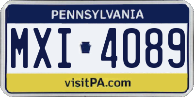 PA license plate MXI4089