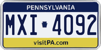 PA license plate MXI4092