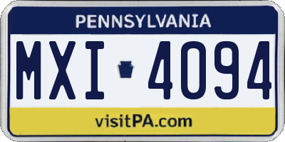 PA license plate MXI4094
