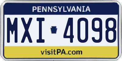 PA license plate MXI4098