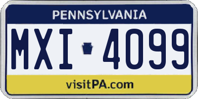 PA license plate MXI4099