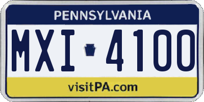 PA license plate MXI4100