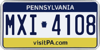 PA license plate MXI4108