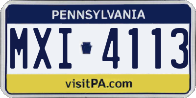 PA license plate MXI4113