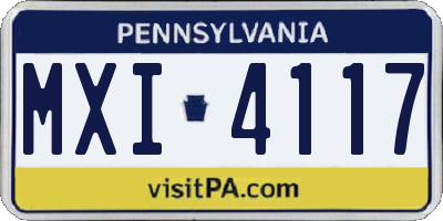 PA license plate MXI4117