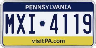 PA license plate MXI4119