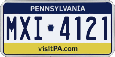 PA license plate MXI4121