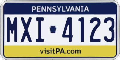 PA license plate MXI4123