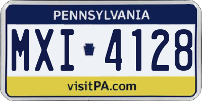 PA license plate MXI4128