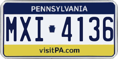 PA license plate MXI4136