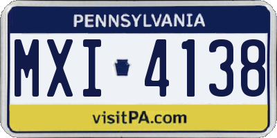 PA license plate MXI4138