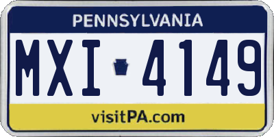 PA license plate MXI4149