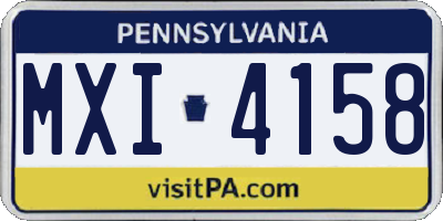 PA license plate MXI4158