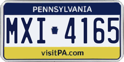 PA license plate MXI4165
