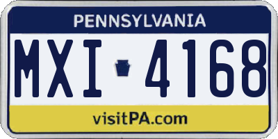 PA license plate MXI4168