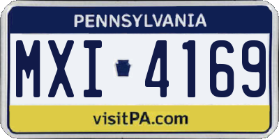 PA license plate MXI4169