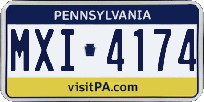 PA license plate MXI4174