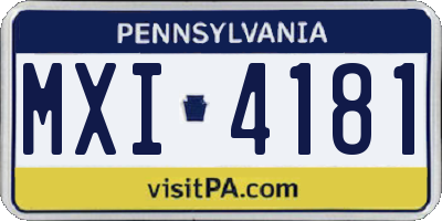 PA license plate MXI4181