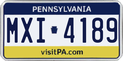PA license plate MXI4189