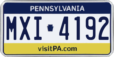 PA license plate MXI4192