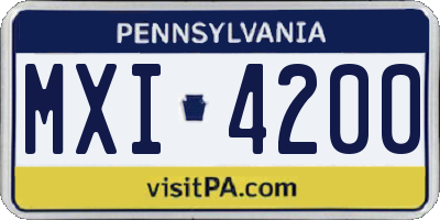 PA license plate MXI4200
