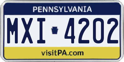 PA license plate MXI4202