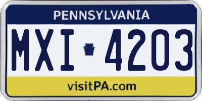 PA license plate MXI4203