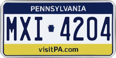 PA license plate MXI4204