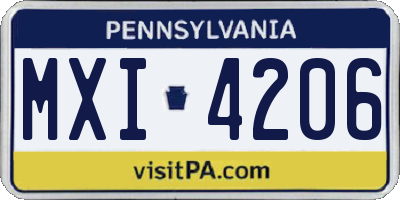 PA license plate MXI4206