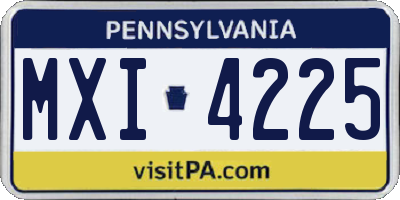 PA license plate MXI4225