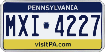 PA license plate MXI4227