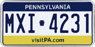 PA license plate MXI4231