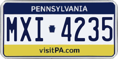 PA license plate MXI4235