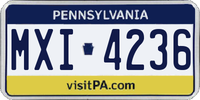 PA license plate MXI4236