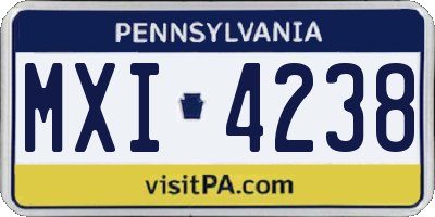 PA license plate MXI4238