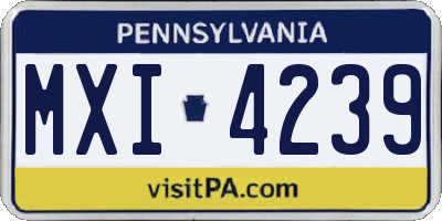 PA license plate MXI4239