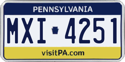 PA license plate MXI4251