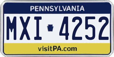 PA license plate MXI4252