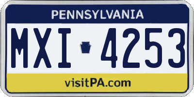 PA license plate MXI4253